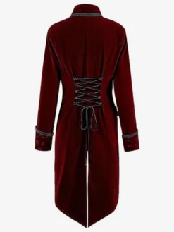 Veste de costume gothique victorienne pour homme redingote avec smoking pour cosplay steampunk Bourgogne