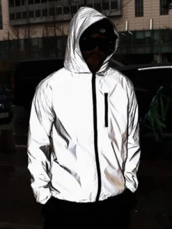 Veste de course de nuit unisexe à paillettes réfléchissantes style hip-hop
