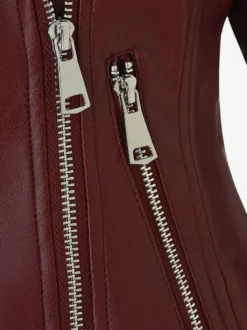 Veste de moto courte quatre couleurs col à revers fermeture éclair diagonale coupe ajustée manches longues vêtement d'extérieur