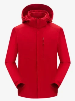 Veste De Randonnée Imperméable hommes Manteaux Décontracté Color Block Gris Élégant