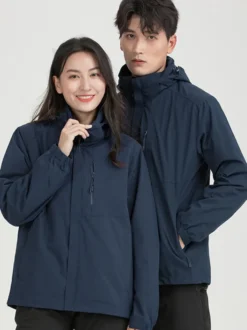Veste De Randonnée Imperméable hommes Manteaux Décontracté Color Block Gris Élégant
