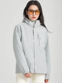 Veste De Randonnée Imperméable hommes Manteaux Décontracté Color Block Gris Élégant