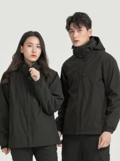 Veste De Randonnée Imperméable hommes Manteaux Décontracté Color Block Gris Élégant