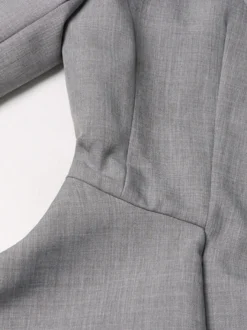 Veste de tailleur à basque croisée pour femme fermeture éclair amovible ourlet à volants et taille cintrée