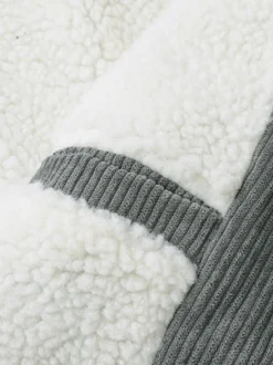 Veste d'hiver en velours côtelé grande taille pour homme doublure polaire avec quatre poches à rabat sur le devant