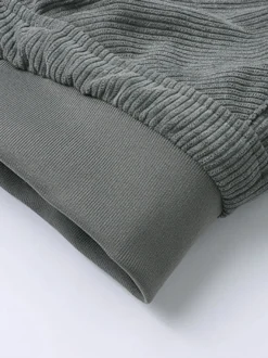 Veste d'hiver en velours côtelé grande taille pour homme doublure polaire avec quatre poches à rabat sur le devant