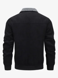 Veste d'hiver en velours côtelé grande taille pour homme doublure polaire avec quatre poches à rabat sur le devant