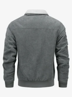 Veste d'hiver en velours côtelé grande taille pour homme doublure polaire avec quatre poches à rabat sur le devant