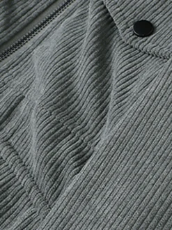 Veste d'hiver en velours côtelé grande taille pour homme doublure polaire avec quatre poches à rabat sur le devant