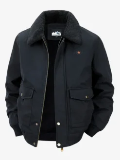 Veste en coton pour homme avec doublure polaire en agneau coupe ample grande taille chaude et décontractée