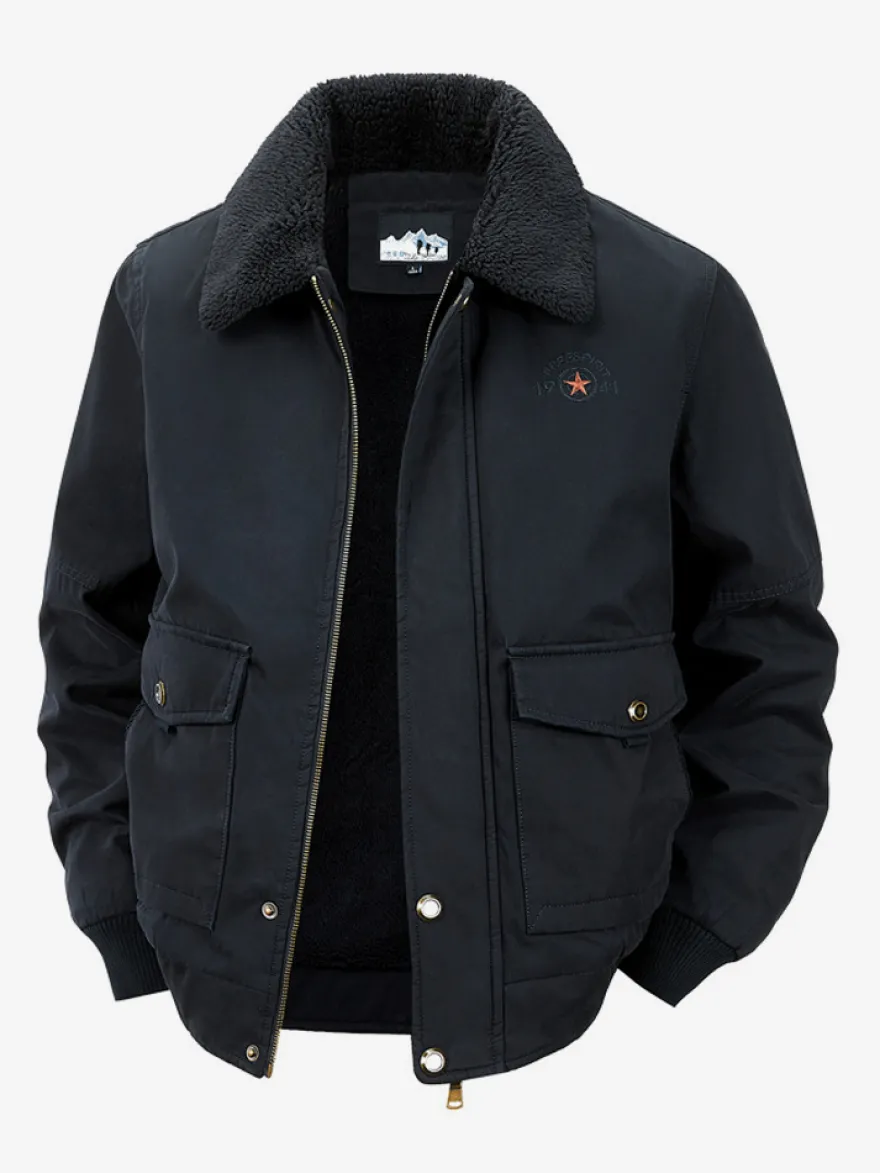 Veste en coton pour homme avec doublure polaire en agneau coupe ample grande taille chaude et décontractée
