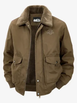 Veste en coton pour homme avec doublure polaire en agneau coupe ample grande taille chaude et décontractée