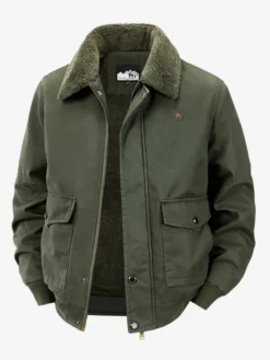 Veste en coton pour homme avec doublure polaire en agneau coupe ample grande taille chaude et décontractée