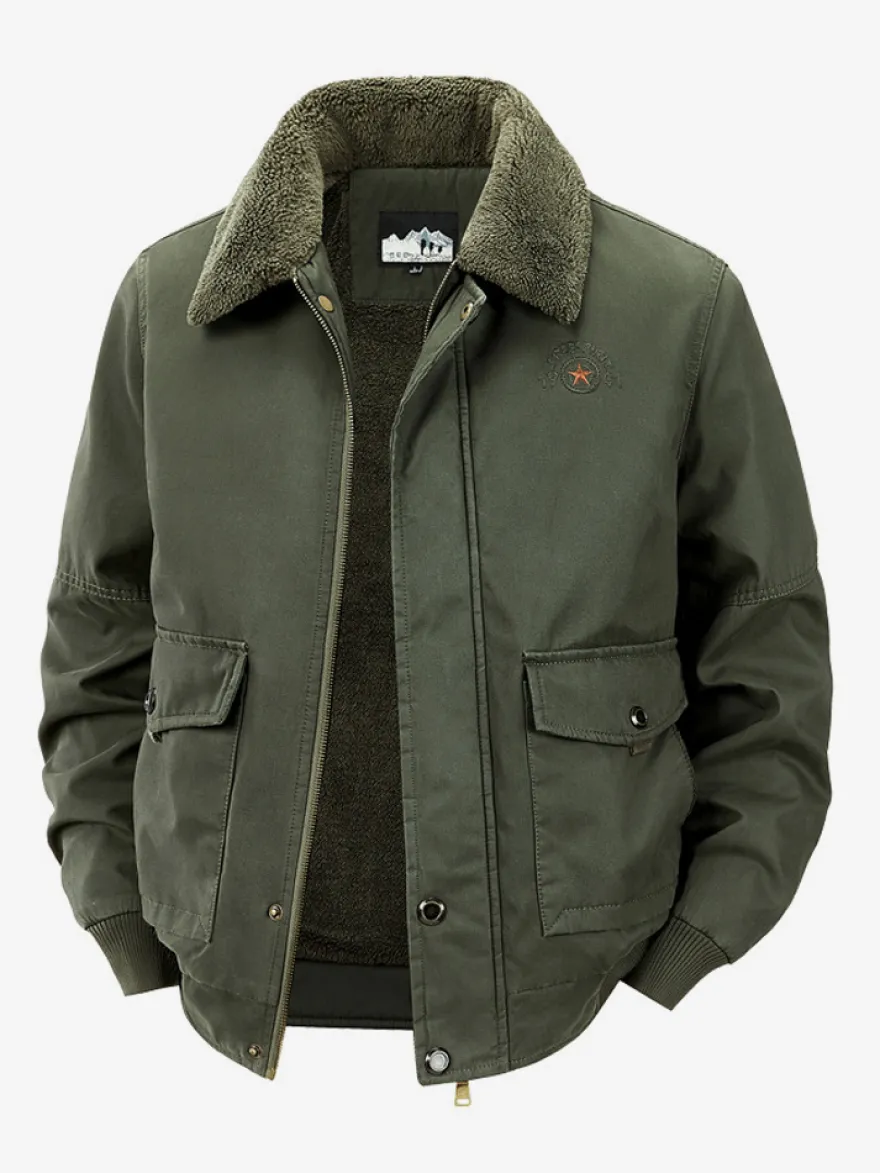 Veste en coton pour homme avec doublure polaire en agneau coupe ample grande taille chaude et décontractée