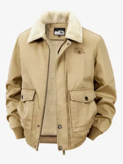 Veste en coton pour homme avec doublure polaire en agneau coupe ample grande taille chaude et décontractée