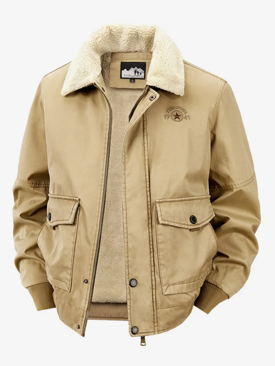 Veste en coton pour homme avec doublure polaire en agneau coupe ample grande taille chaude et décontractée