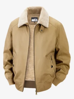 Veste en coton pour homme avec doublure polaire en agneau coupe ample grande taille chaude décontractée style rétro.