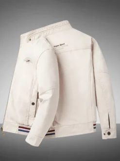 Veste en coton pour homme col montant vêtement de travail décontracté et résistant à poches multiples.