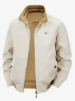 Veste en coton pour homme col montant vêtement de travail décontracté et résistant à poches multiples.