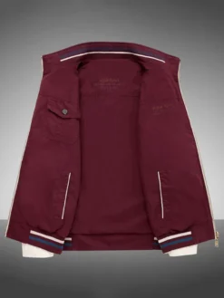 Veste en coton pour homme col montant vêtement de travail décontracté et résistant à poches multiples.