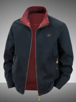 Veste en coton pour homme col montant vêtement de travail décontracté et résistant à poches multiples.