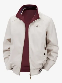 Veste en coton pour homme col montant vêtement de travail décontracté et résistant à poches multiples.