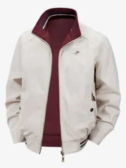 Veste en coton pour homme col montant vêtement de travail décontracté et résistant à poches multiples.