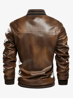 Veste en cuir pour homme grande taille manteau structuré en polaire légère dégradée