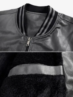Veste en cuir pour homme grande taille manteau structuré en polaire légère dégradée