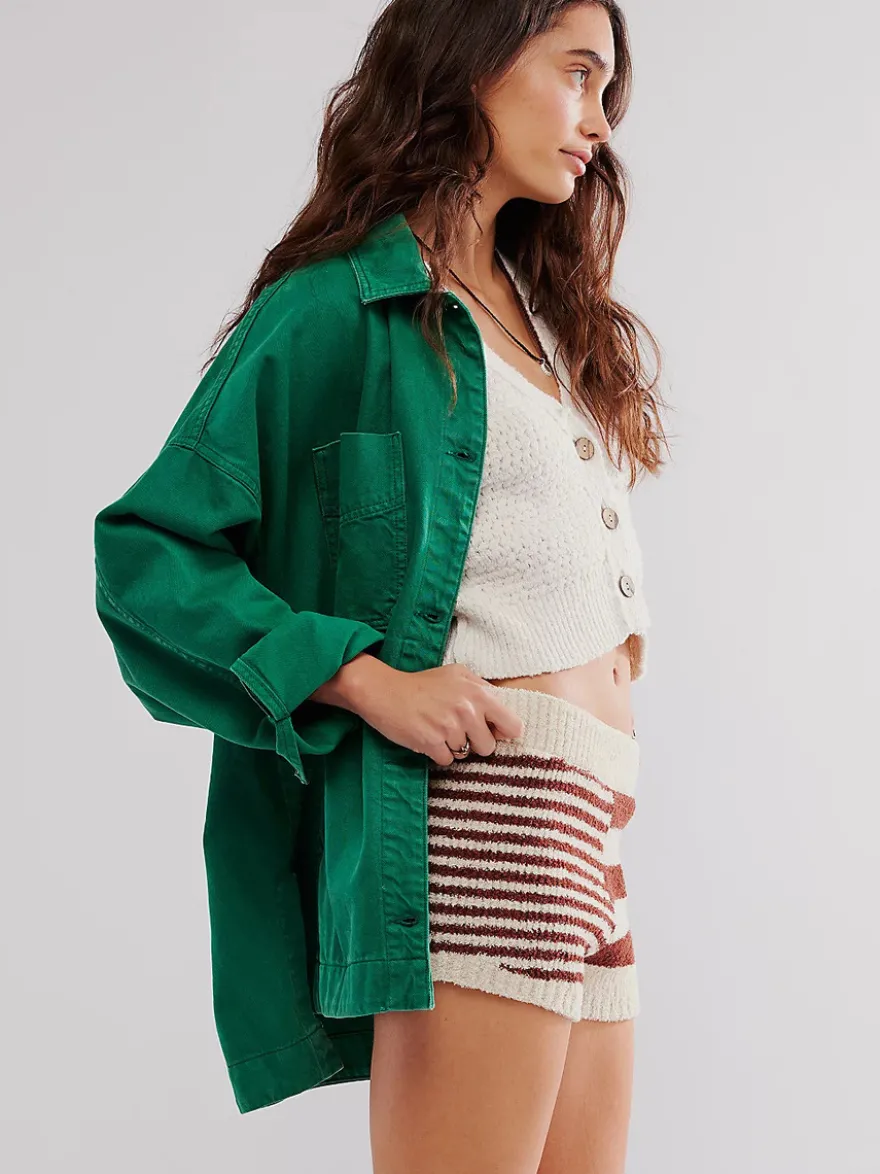 Veste en jean oversize pour femme - Délavage moyen coupe boyfriend fentes latérales - Style trucker - Collection printemps 2026
