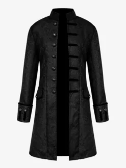 Veste Homme Blanche Style Vintage à Col Mao Veste Noble à Broderies de Boutons pour Costume de Carnaval