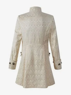 Veste Homme Blanche Style Vintage à Col Mao Veste Noble à Broderies de Boutons pour Costume de Carnaval