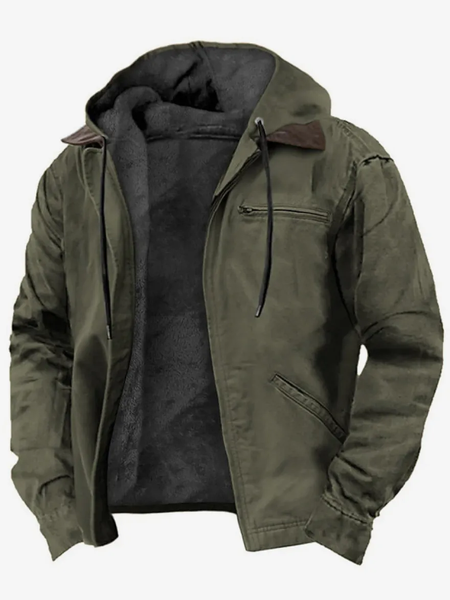 Veste Homme En Polyester Intelligent Doublure Chaud Hiver À Capuche