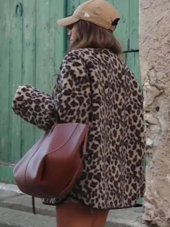 Veste léopard poches boutons décontracté automne printemps vestes pour femmes