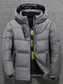 Veste Matelassé Chaud Hiver Homme Zippée En Polyester Décontracté