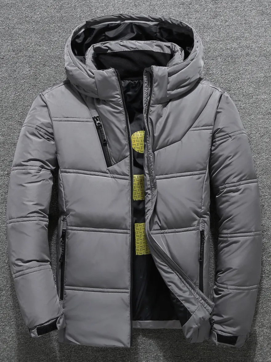 Veste Matelassé Chaud Hiver Homme Zippée En Polyester Décontracté