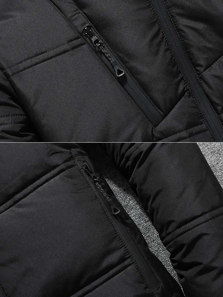Veste Matelassé Chaud Hiver Homme Zippée En Polyester Décontracté