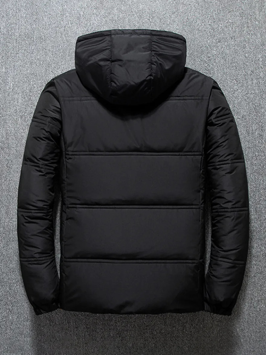 Veste Matelassé Chaud Hiver Homme Zippée En Polyester Décontracté