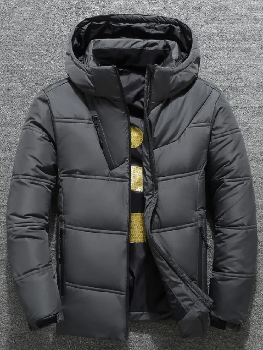 Veste Matelassé Chaud Hiver Homme Zippée En Polyester Décontracté