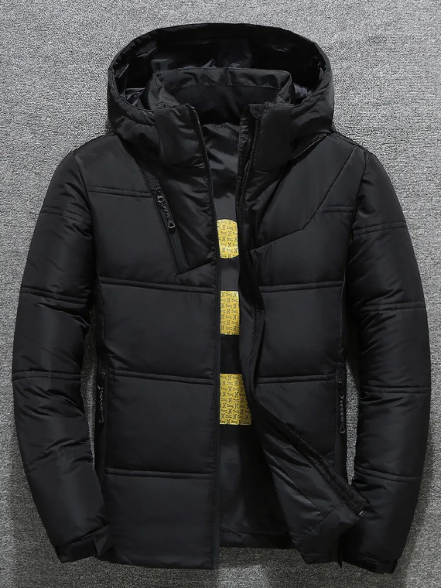 Veste Matelassé Chaud Hiver Homme Zippée En Polyester Décontracté
