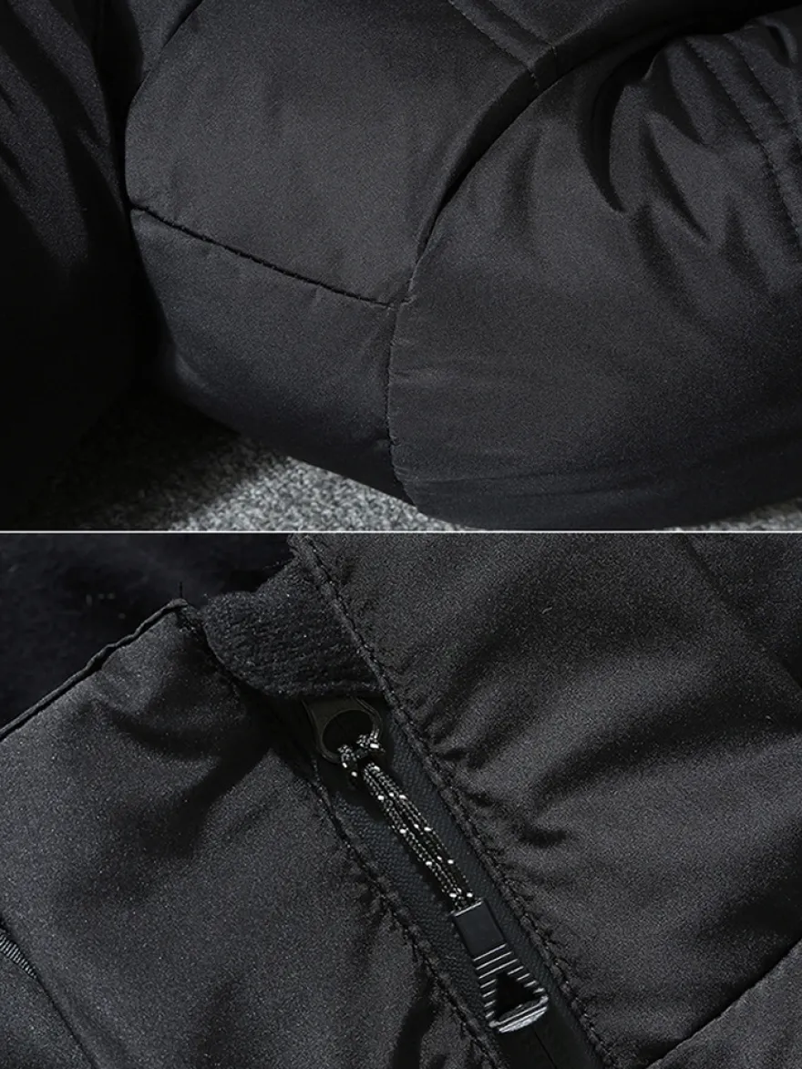 Veste Matelassé Chaud Hiver Homme Zippée En Polyester Décontracté