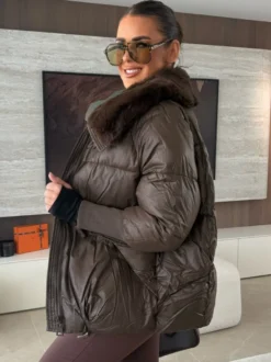 Veste matelassée en coton avec col en fausse fourrure manteau d'hiver chaud pour femme 2026