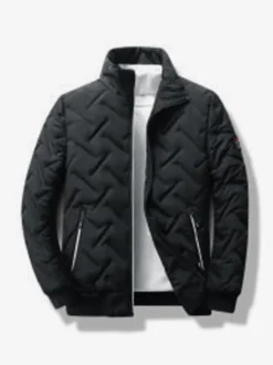 Veste Matelassée Homme Zippée En Polyester Poches Décontracté Chaud