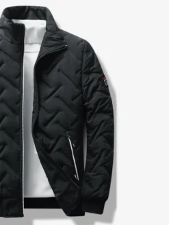 Veste Matelassée Homme Zippée En Polyester Poches Décontracté Chaud