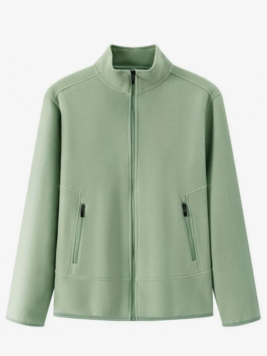 Veste Polaire Homme Unicolore Manteau Chaud Hiver Poche À Glissière Éclaire