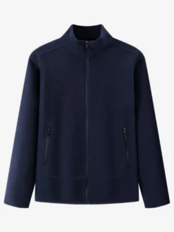 Veste Polaire Homme Unicolore Manteau Chaud Hiver Poche À Glissière Éclaire