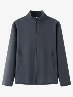 Veste Polaire Homme Unicolore Manteau Chaud Hiver Poche À Glissière Éclaire