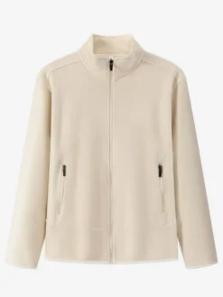 Veste Polaire Homme Unicolore Manteau Chaud Hiver Poche À Glissière Éclaire