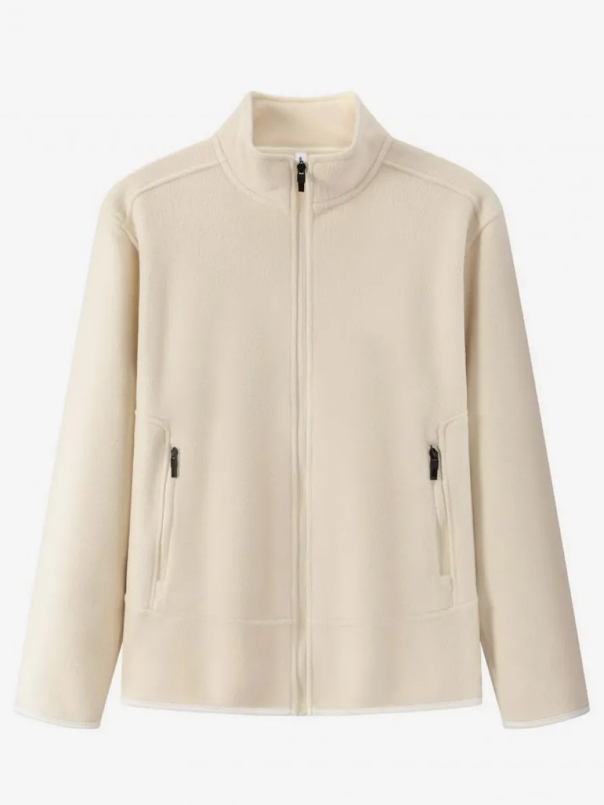 Veste Polaire Homme Unicolore Manteau Chaud Hiver Poche À Glissière Éclaire