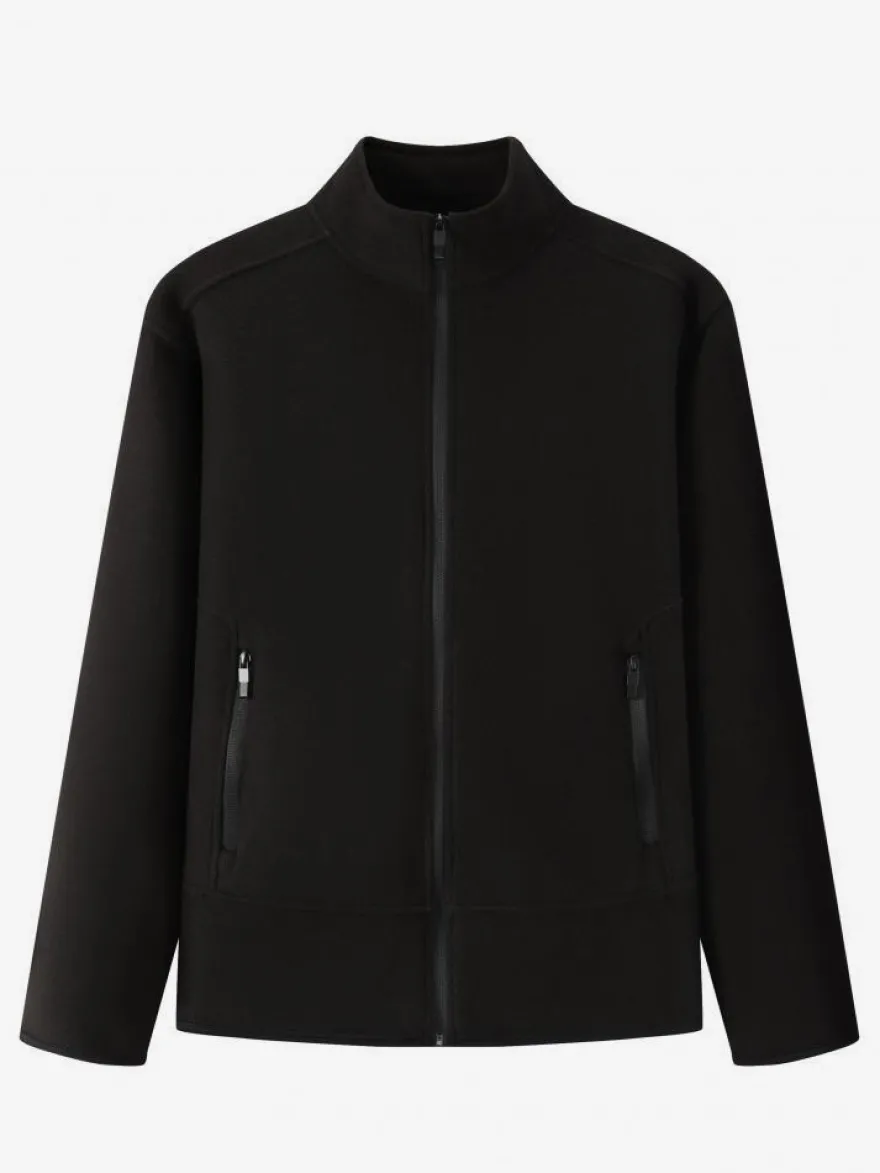 Veste Polaire Homme Unicolore Manteau Chaud Hiver Poche À Glissière Éclaire